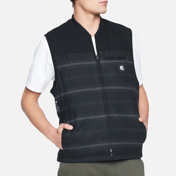 Men's Hurley x Carhartt Reversible 2 Sides Black Gilet Vest Logo Size M/L - Picture 1 of 13
